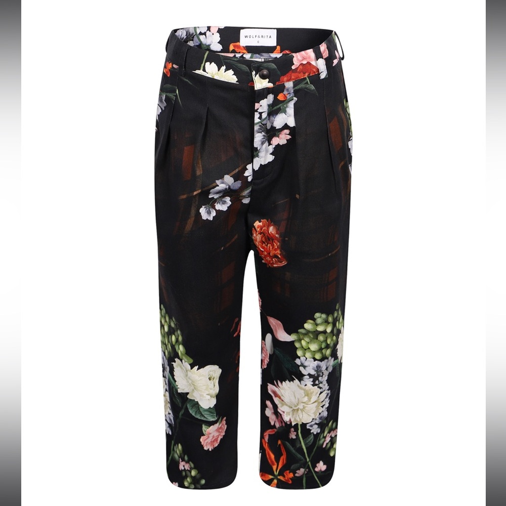 Wolf & Rita Kids’ Andre Black Winter Floral Print Trouser Pant—2T - Picture 4 of 10